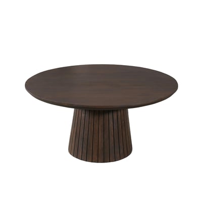 Table basse ronde bois marron à pied rainuré Ø80 cm CALERO PIER IMPORT