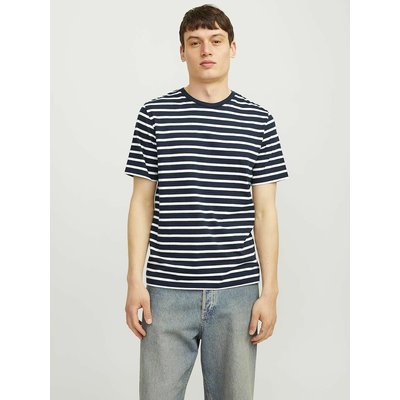 Breton Striped Cotton T-Shirt with Crew Neck JACK & JONES
