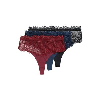 Strings en lot de 3, ceinture en dentelle ULLA POPKEN