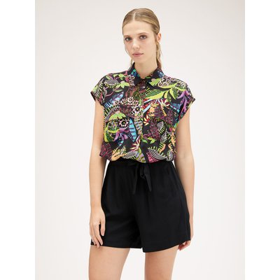Chemise cropped avec poches à imprimé tropical MOTIVI