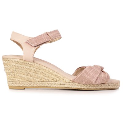Espadrilles à talon 6 cm et bout ouvert détail nœud ISOTONER