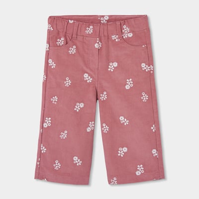Pantalon fille velours côtelé fin imprimé fleurs BOBOLI