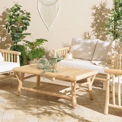 Table basse double plateau rondins de teck naturel MANAK PIER IMPORT