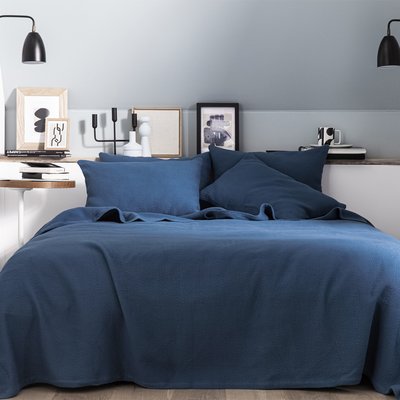 Plaid uni texturé en jacquard de coton, POÈME ESSIX