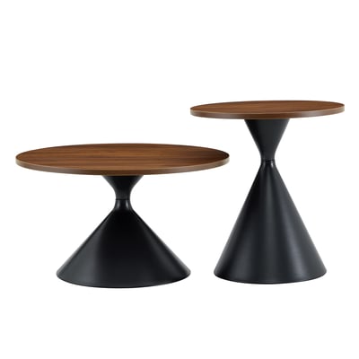 Lot de 2 tables basses gigognes Imitation bois style design, CLIFTCTA MEUBLES COSY