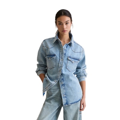 Chemise en jean oversize en denim avec fibres d'ortie européennes MARC O’POLO DENIM