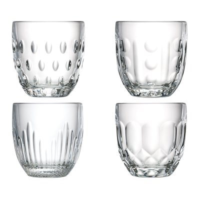 Coffret de 4 verres à eau 4 modèles assortis, TROQUET LA ROCHERE