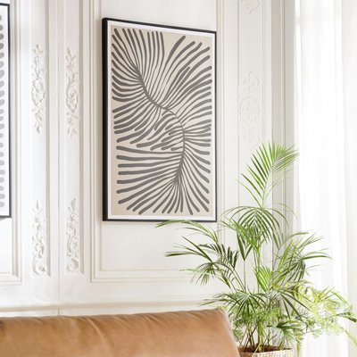 Tableau décor feuillage gris/noir papier japonais 63 x 93 cm PIER IMPORT