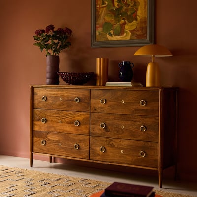 Reyna Mango Wood 6 Drawer Chest Of Drawers SWOON