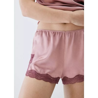 Short en soie et dentelle contrastée MANGO