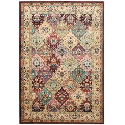 Tapis tissé à poils courts motif floral oriental couleurs chaudes - Gabiro THEKO