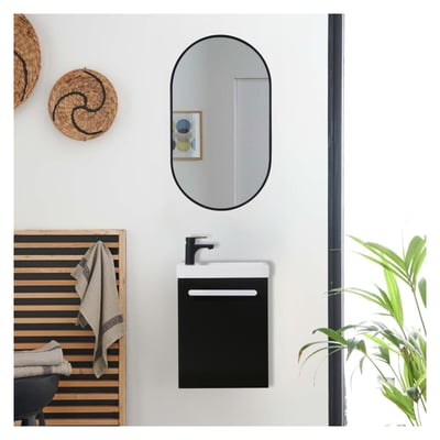Ensemble lave-mains suspendu avec miroir ovale NEVADA MOB IN