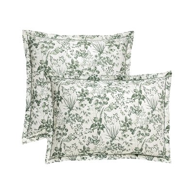 Taie d'oreiller percale de coton lavé TREFLES GARNIER-THIEBAUT