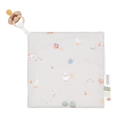 Doudou attache-tétine en gaze de coton - Little Farm LITTLE DUTCH