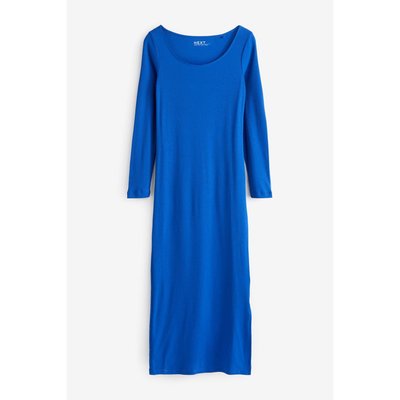 Robe côtelée manches longues à encolure dégagée NEXT