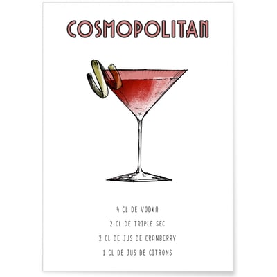 Affiche Cocktail Cosmopolitan L'AFFICHERIE