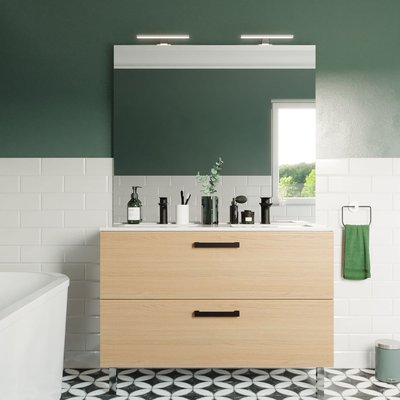 Meuble salle de bain double vasque 2 tiroirs + miroir - CHELSEA HOMIFAB