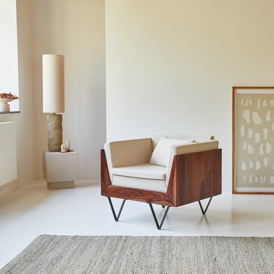 Fauteuil en palissandre massif et tissu METRIC TIKAMOON