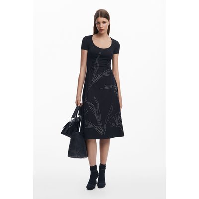 Robe midi silhouettes fleurs DESIGUAL