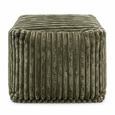 Pouf carré velours grosses côtes kaki VISBY PIER IMPORT