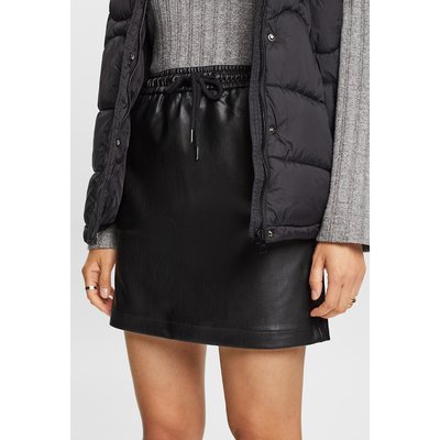 Jupe courte en simili, taille élastiquée ESPRIT