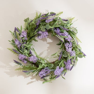55cm Purple Hyacinth, Eucalyptus & Lavender Wreath SO'HOME