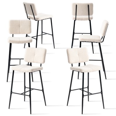 Lot de 6 tabourets de bar en bouclette industriel,Pomona MEUBLES COSY