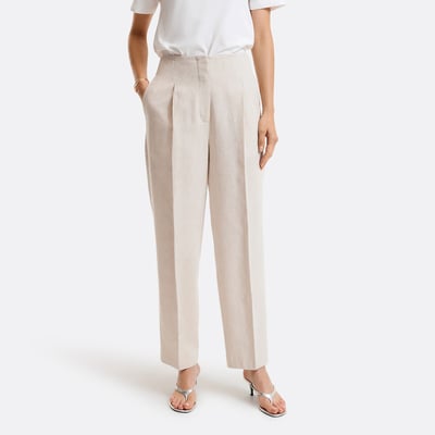 Pantaloni a sigaretta a vita alta in lino e cotone LA REDOUTE COLLECTIONS