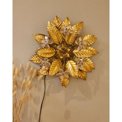 Applique murale florale dorée Suzette N°242 - Bon état DEBONGOUT