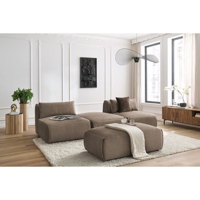 Canapé modulable 4 places en velours avec pouf, JEANNE BOBOCHIC