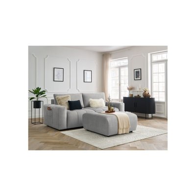 Canapé droit convertible 4 places en velours avec pouf, ARSENE BOBOCHIC