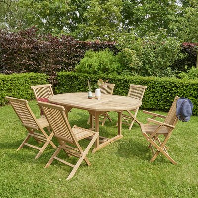 Salon de jardin en teck massif extensible 6/8 places  MIDLAND BERAH GETAH