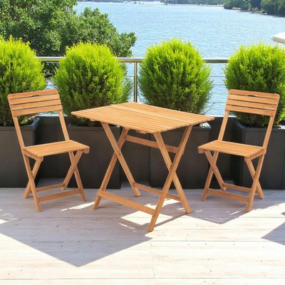 Salon de jardin 2 places - pliant, bois (3 pièces) SORA PIER IMPORT