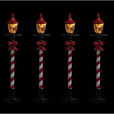 Lot de 2 accessoires village lampadaires 4 LED blanc LUMO FEERIC LIGHTS & CHRISTMAS
