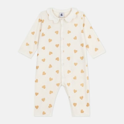 Pigiama in cotone senza piedi, con stampa a cuori PETIT BATEAU