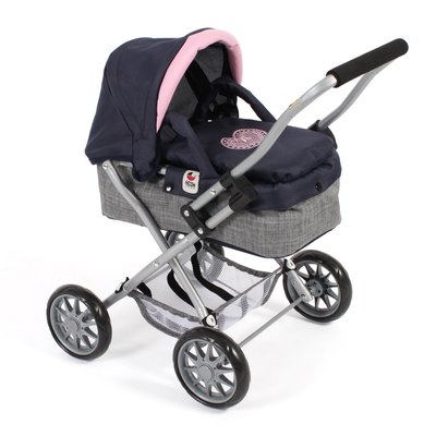 Poussette pour poupée SMARTY mélange gris bleu marine BAYER CHIC 2000