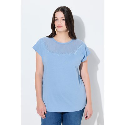 T-shirt en coton bio, empiècement en crochet ULLA POPKEN