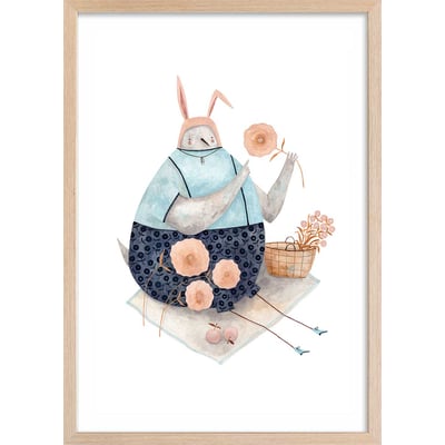 Affiche enfant pigeon aux fleurs HEXOA