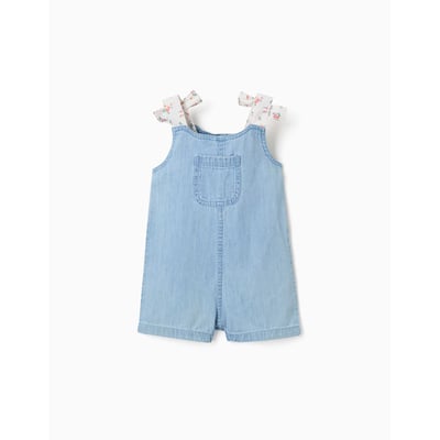 Combishort en jean avec bretelles à motif floral ZIPPY