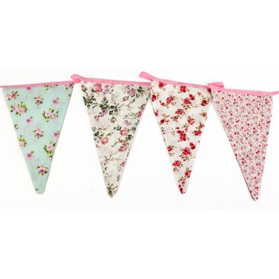 Guirlande fanions en tissu Vintage flower 3.15m JARDINDECO
