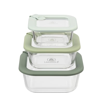 Lot de 3 boîtes en verre rectangulaires avec couvercles (320, 520 et 800 ml) - Pure LAGUIOLE CUISSON