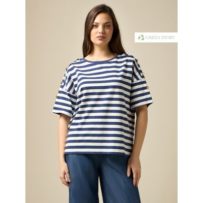 T-shirt en coton mélangé à rayures OLTRE