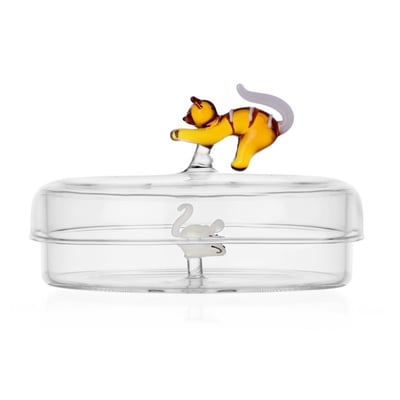 Boite en verre décorative chat  TABBY CAT ICHENDORF