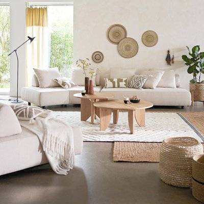 Set of 2 Minimal Round Oak Nesting Coffee Tables LA REDOUTE INTERIEURS
