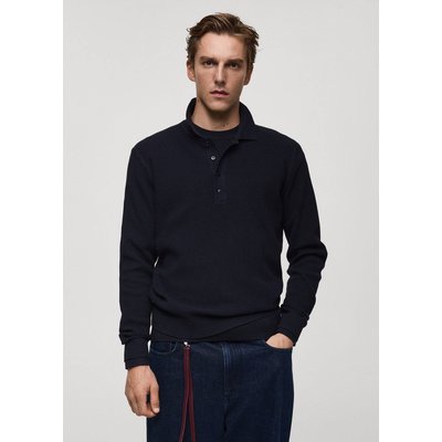 Pull-over polo coton mélangé maille côtelée MANGO MAN