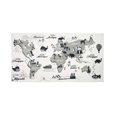 Tapis jeu enfant en coton 140x70 cm Mappemonde CMP