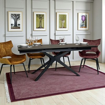 Table à manger extensible 180-280 cm céramique effet rouille pied croisé LOMBARDIE PIER IMPORT