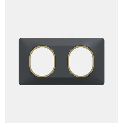 Plaque Double Ovalis - Anthracite Bague Effet Laiton SCHNEIDER ELECTRIC
