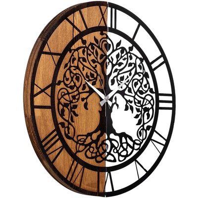Décoration murale en bois et métal  Clock HANAH HOME