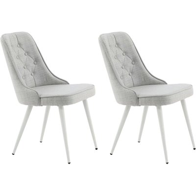 Chaise en tissu matelassé Velvet Deluxe (Lot de 2) Gris et blanc VENTURE HOME